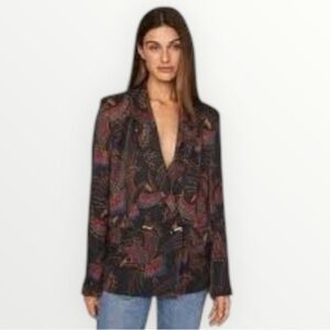 HOUSE OF HARLOW 1960 Bird Blazer Jacket Coat Work Party Colorful XS Navy Blue